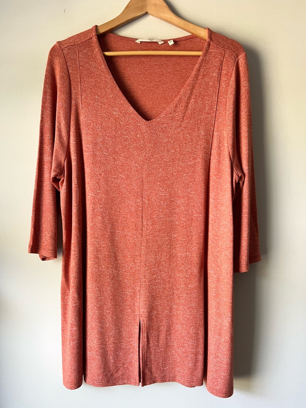 Soft Surroundings Rust Orange V-Neck Front Split Tunic Top - Plus Size 1X Boho